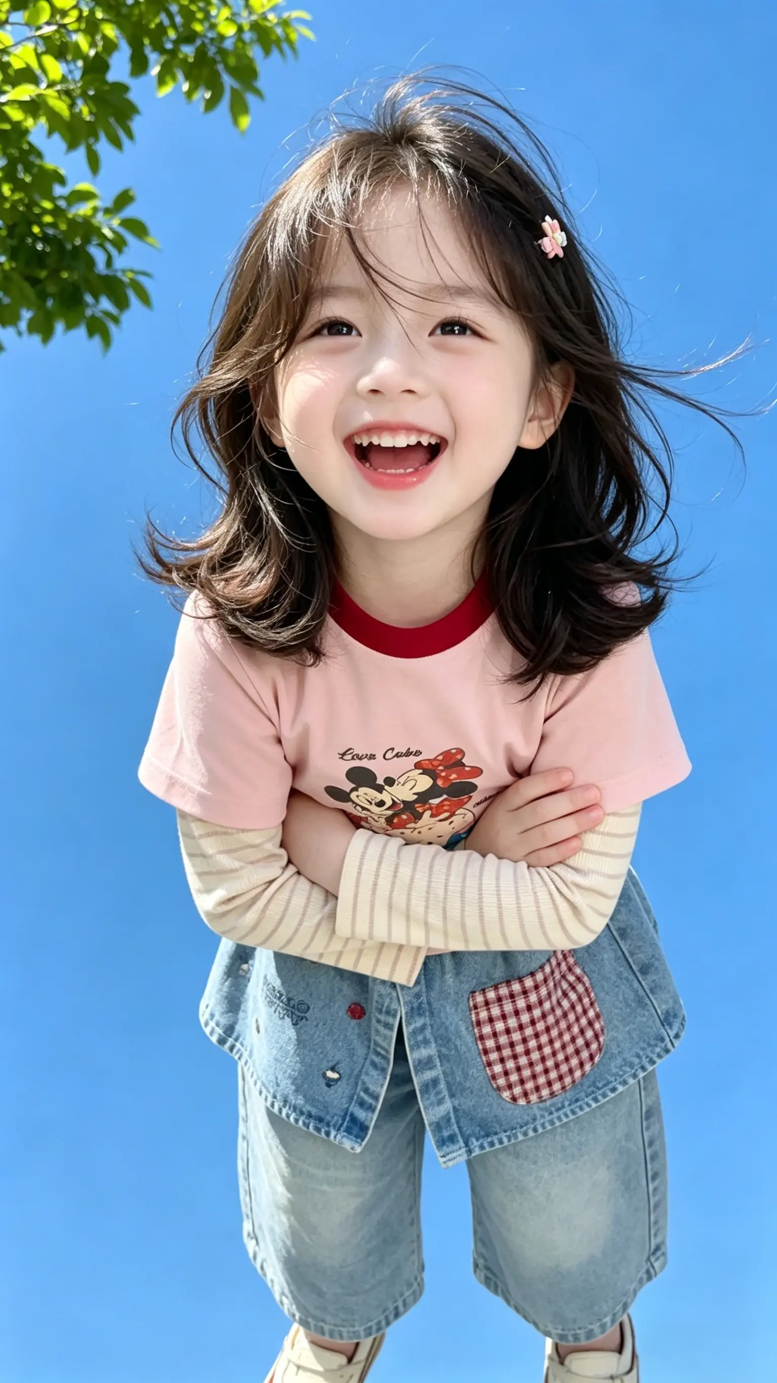 女童春装闭眼入！米奇假两件+牛仔裙。女儿的春日穿搭被问爆了！软fufu...