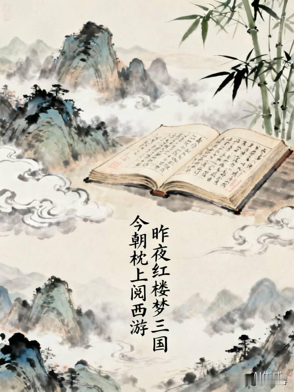 “昨夜红楼梦三国，今朝枕上阅西游”，这对对联挺有意思。“昨夜”对应“今朝”，时间