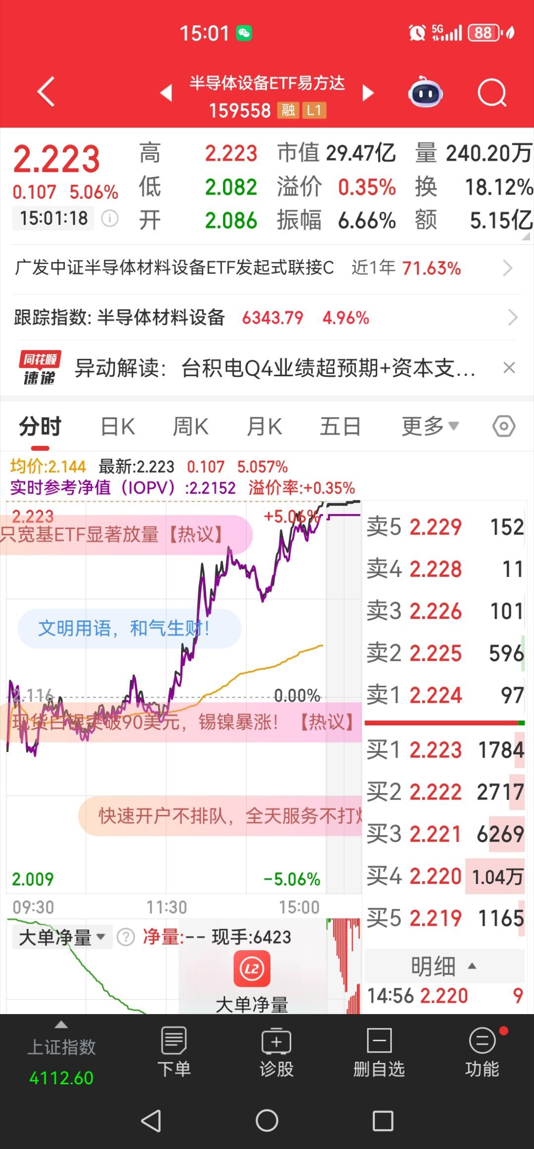 好开心，今天基金赚5个点！ 