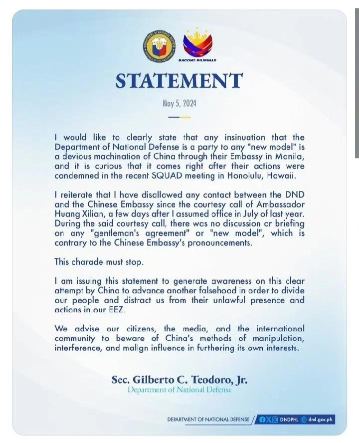 菲军方发声明，不承认同我们之间有过君子协定，反而还污蔑我们是在欺骗，而且还在声明