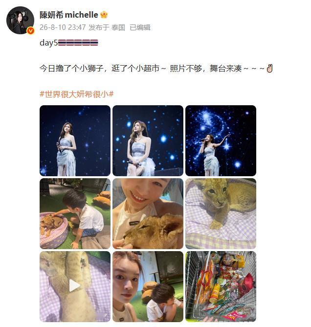 陈妍希带儿子撸小狮子陈妍希撸小狮子陈妍希带儿子撸小狮子。猜猜图中有几个萌物 
