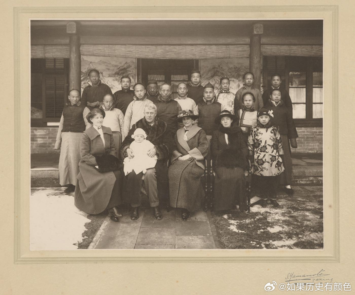 [G.E. Morrison, his wife and child surro