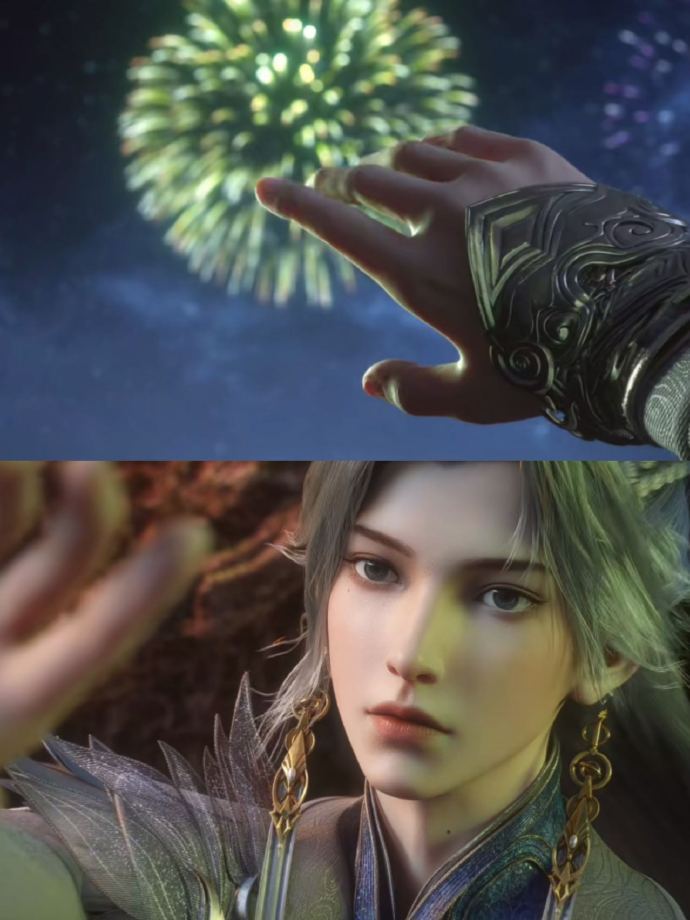 国漫烟花又有名场面了他归来时没有盛大宣告，只是在烟火升起时，自然站进了有莘不破的