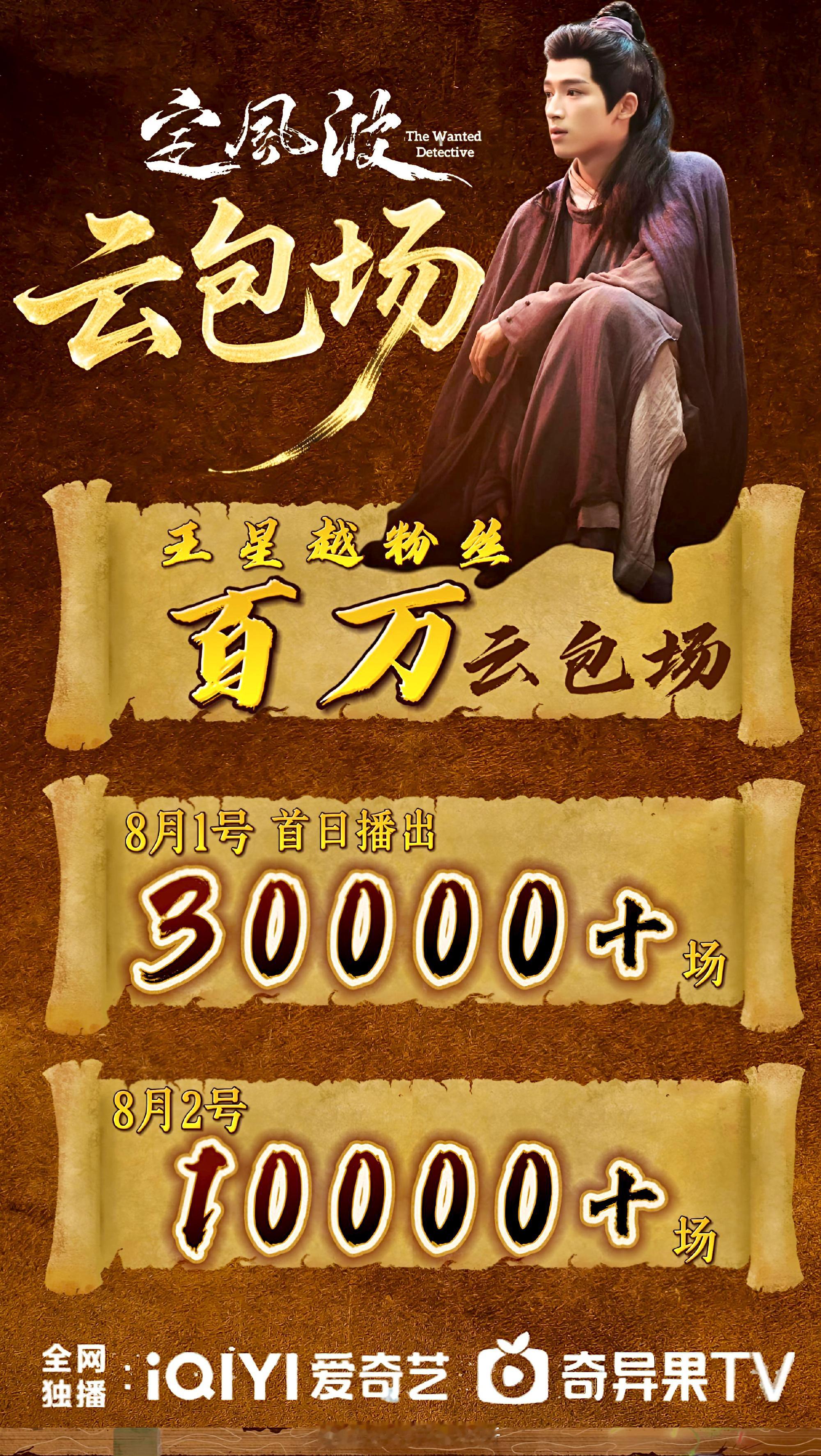 王星越定风波8月1日、2日合计5万云包场 ​​​