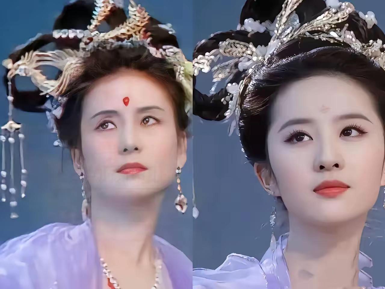 这两张图放在一起，
猛然发现还是老版西游记嫦娥赢了啊，
原因有两个——
一个是气