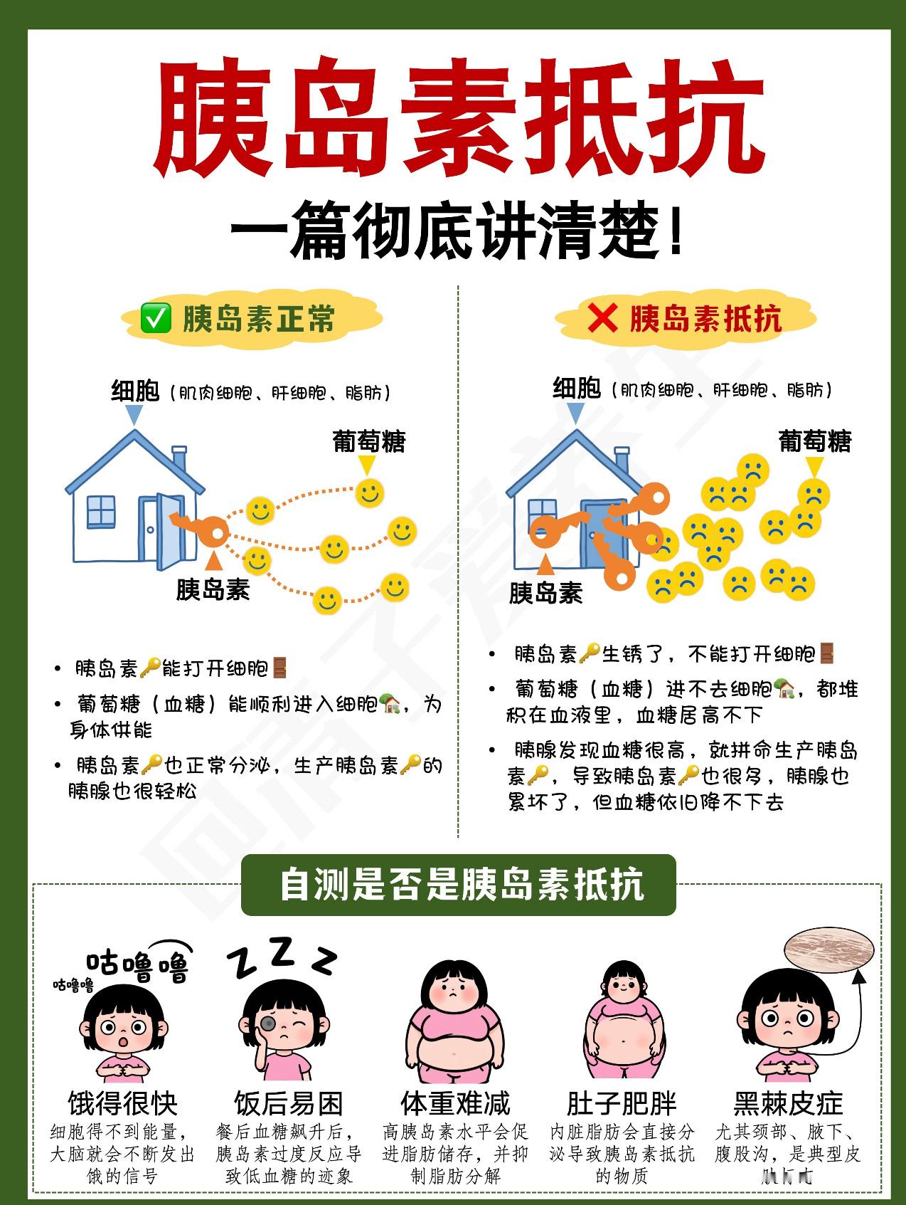 睡前饿到睡不着？别赖嘴馋！可能是胰岛素抵抗在搞事！你有没有这俩糟心事儿：一是减肥