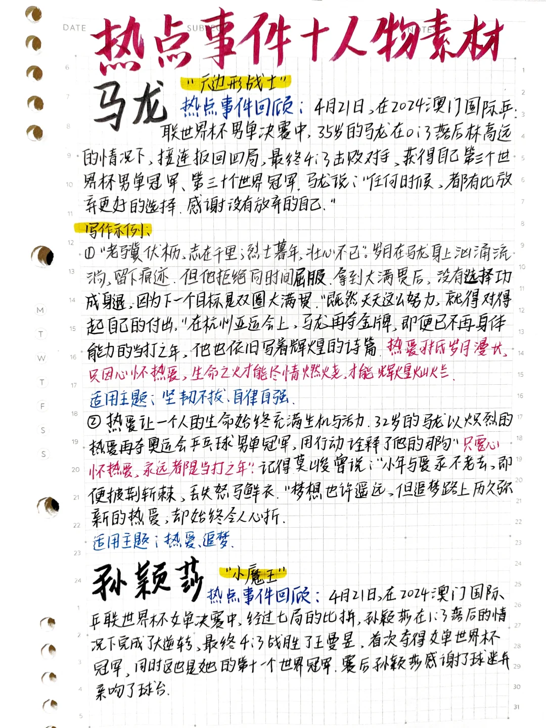 📚直接背诵‖热点事件+万能人物素材