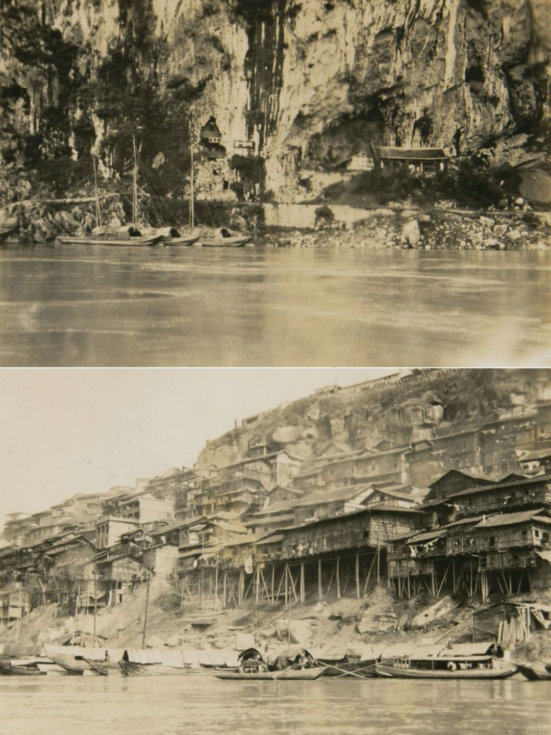 1938年川渝老照片：吊脚楼、大慈寺和蛮子洞