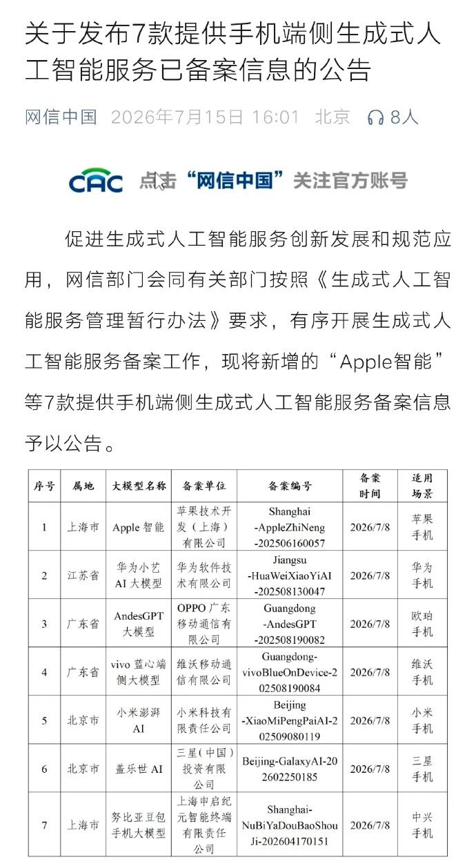 苹果智能终于是备案了，不过看起来应该还是去年的跑马灯Siri版本。不过有也不错了