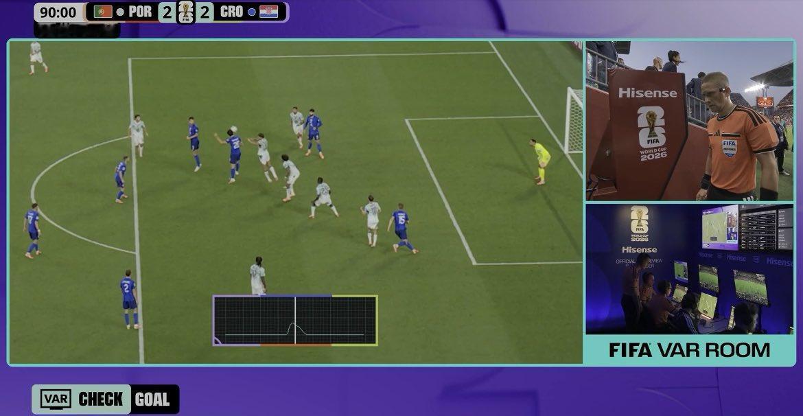 FIFA官方关于克罗地亚绝平进球被吹的解释说明：

根据比赛用球内置的“互联足球