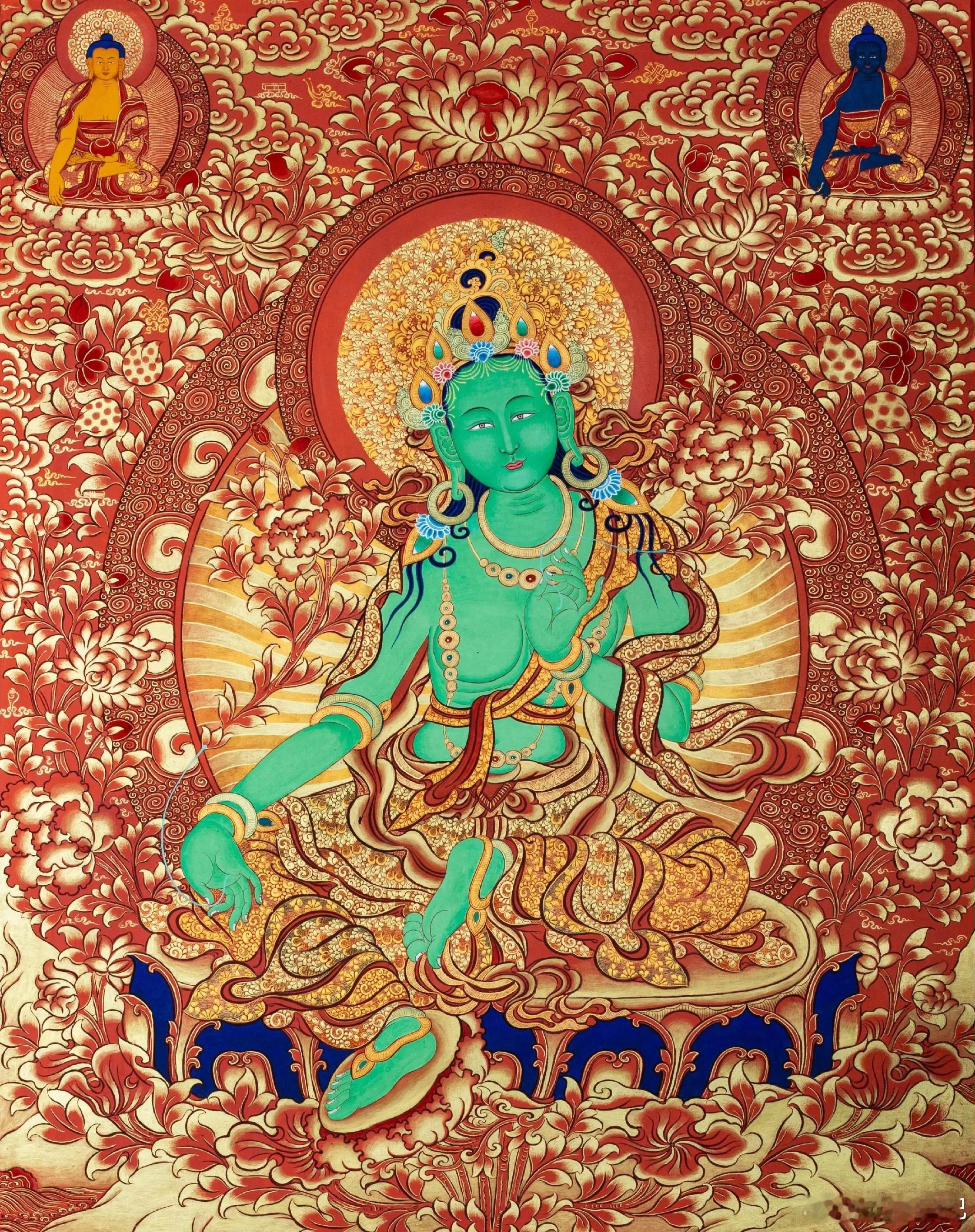 端午虔诚礼拜绿度母菩萨，送上三束🌹以示尊敬；为家人祈愿安康，为自己祈愿财福，灵