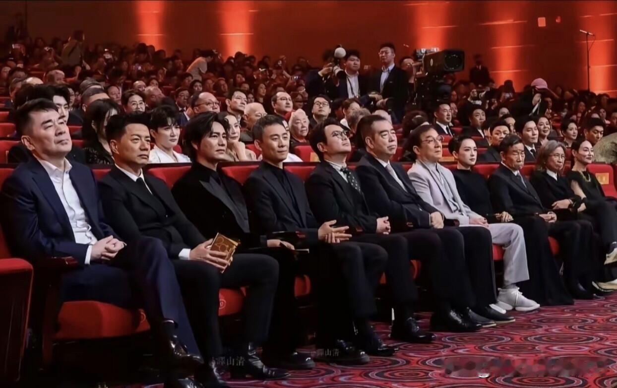 能坐在离舞台最近的一排，都是演技特别好的明星，一眼就看到了段奕宏，李雪健，成龙他