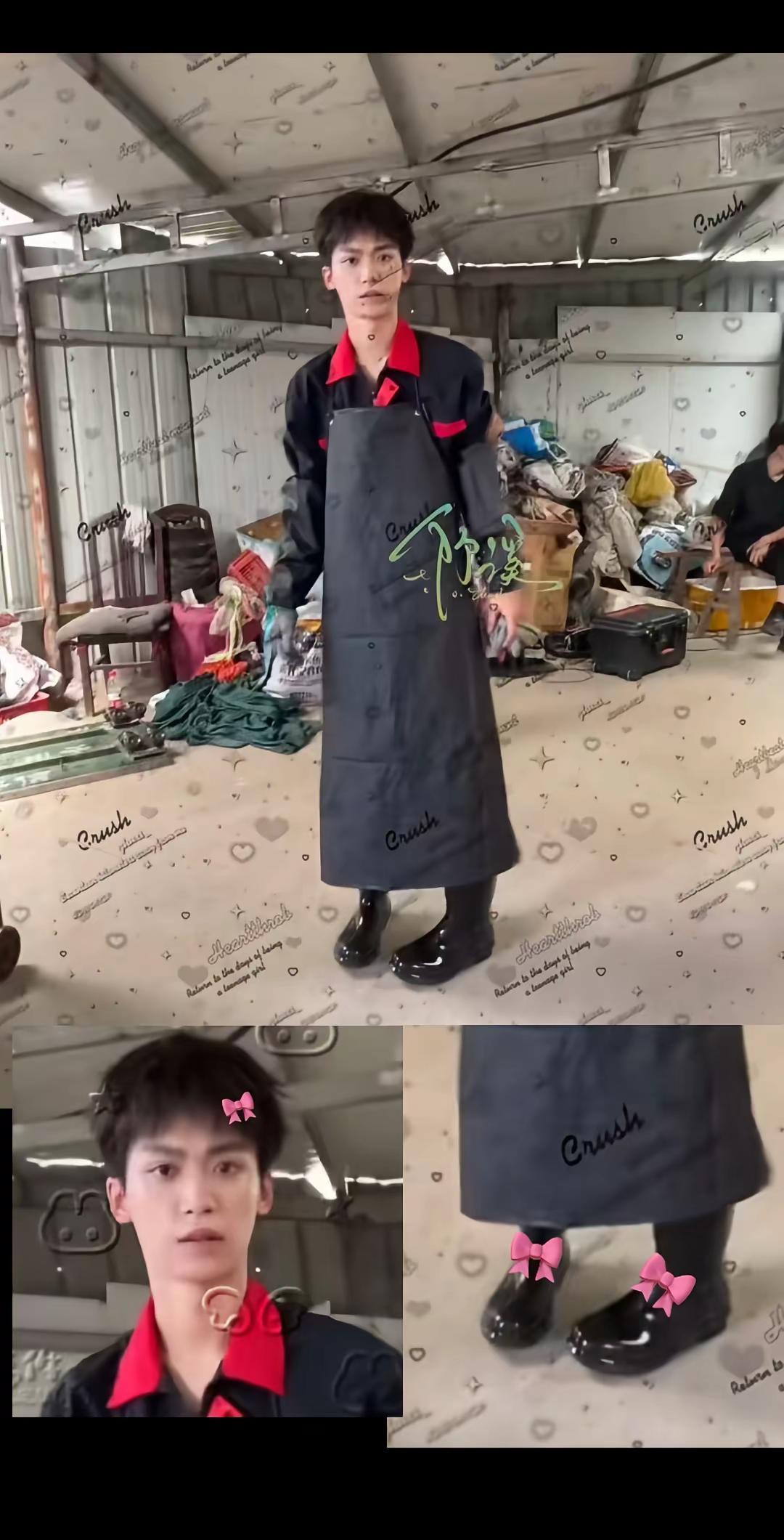 妈咪穿个小围裙小靴子也要内八 萌鼠了都～