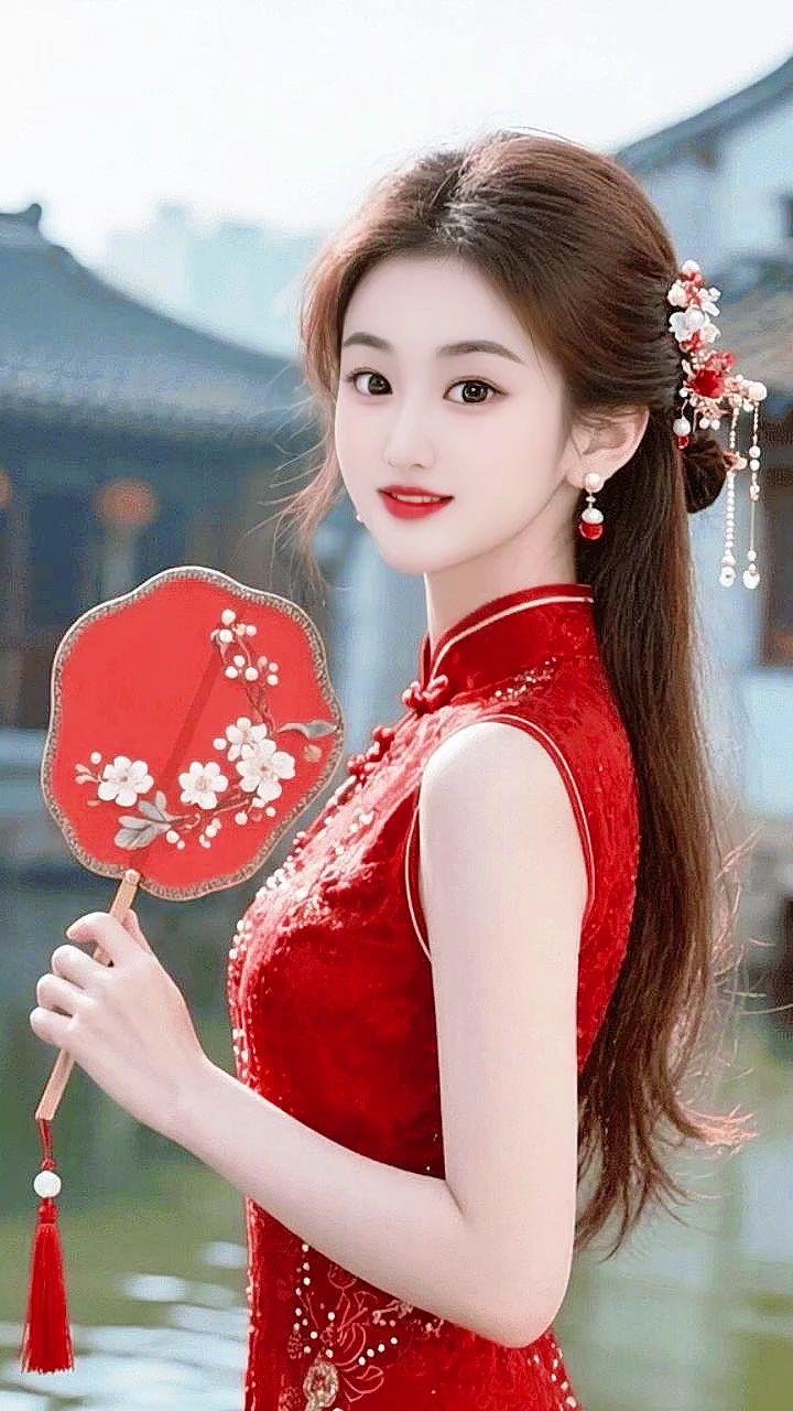 旗袍 旗袍美人 旗袍秀一秀女子好温柔 旗袍美女 红衣小姐姐