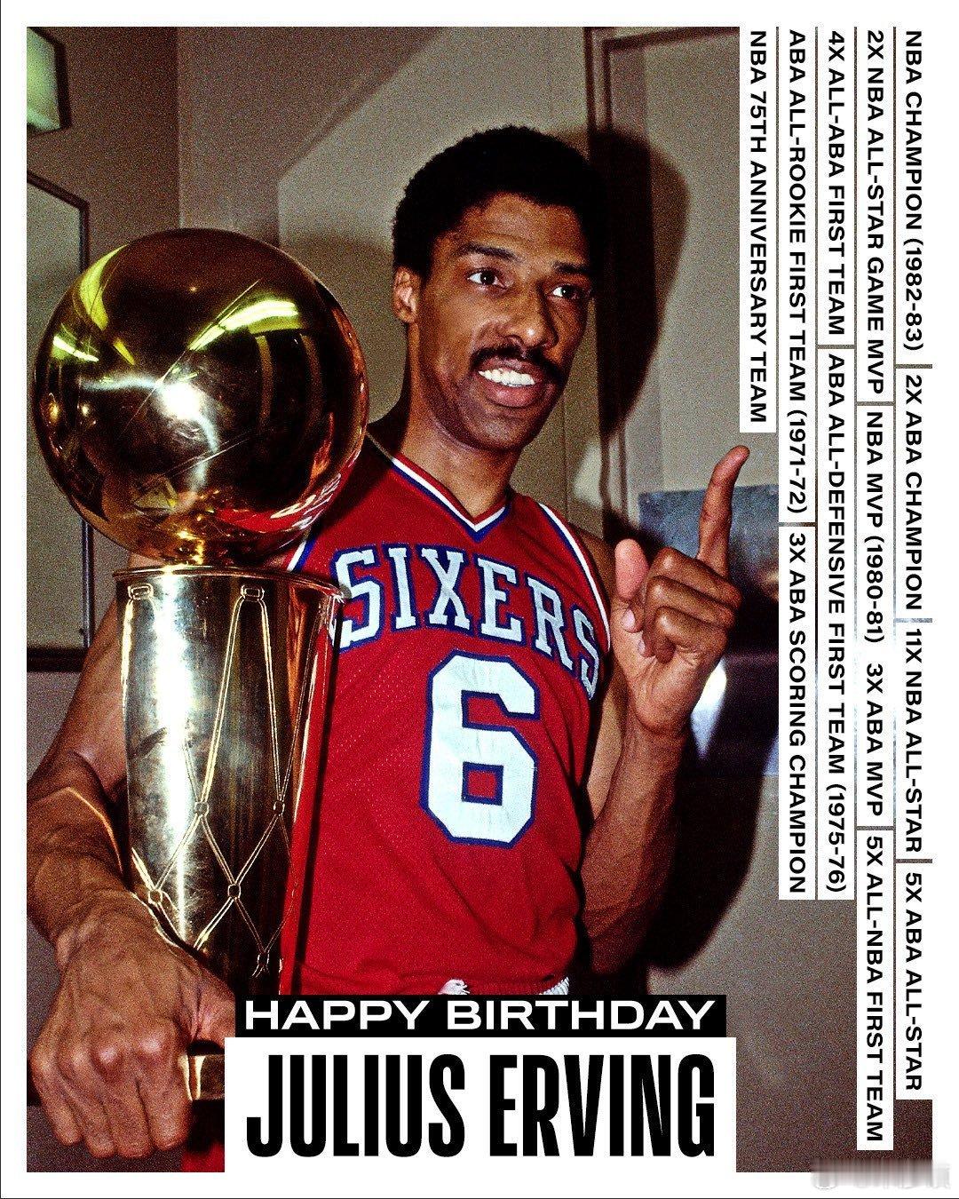 今天是Dr.J75歲生日。以前有球迷問過我，我這個身材也不像打籃球的，怎麼會迷上