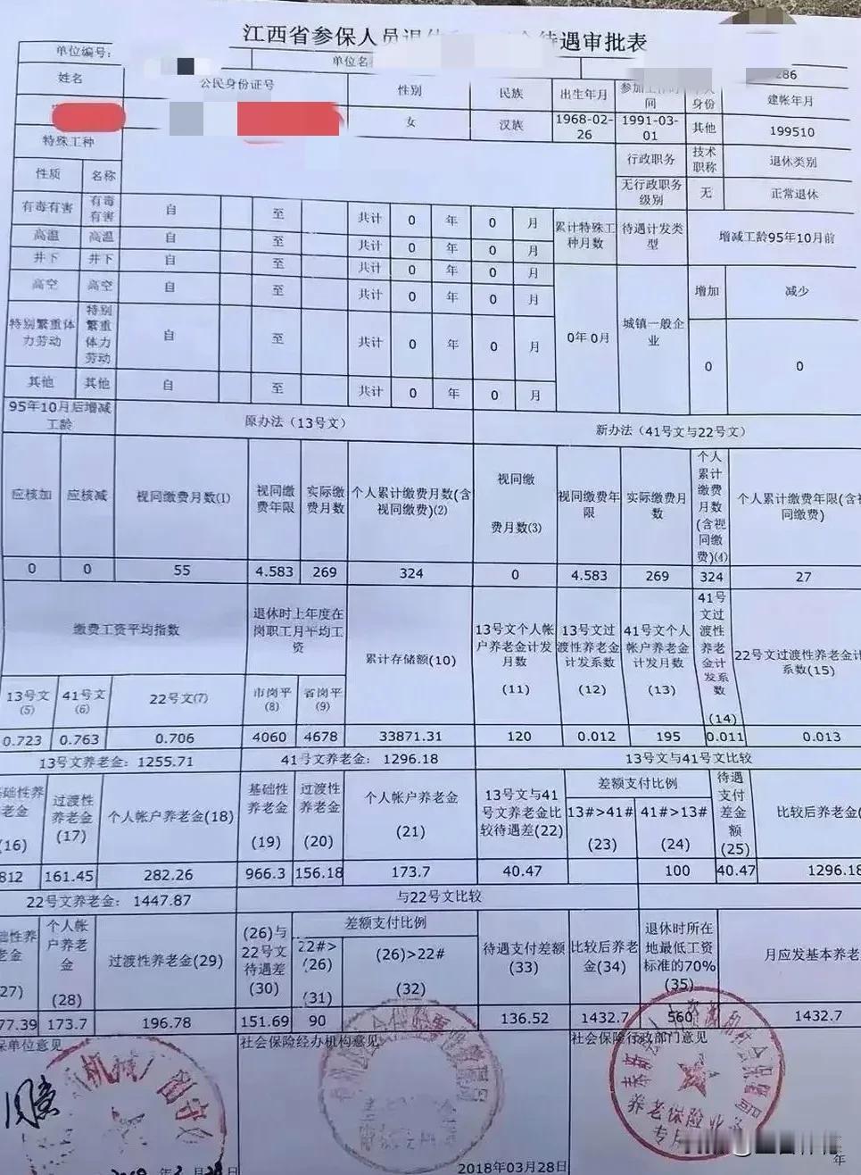 江西省的退休和养老金待遇审批表，是截至目前见过最复杂的一种。
你瞧这张退休表，满