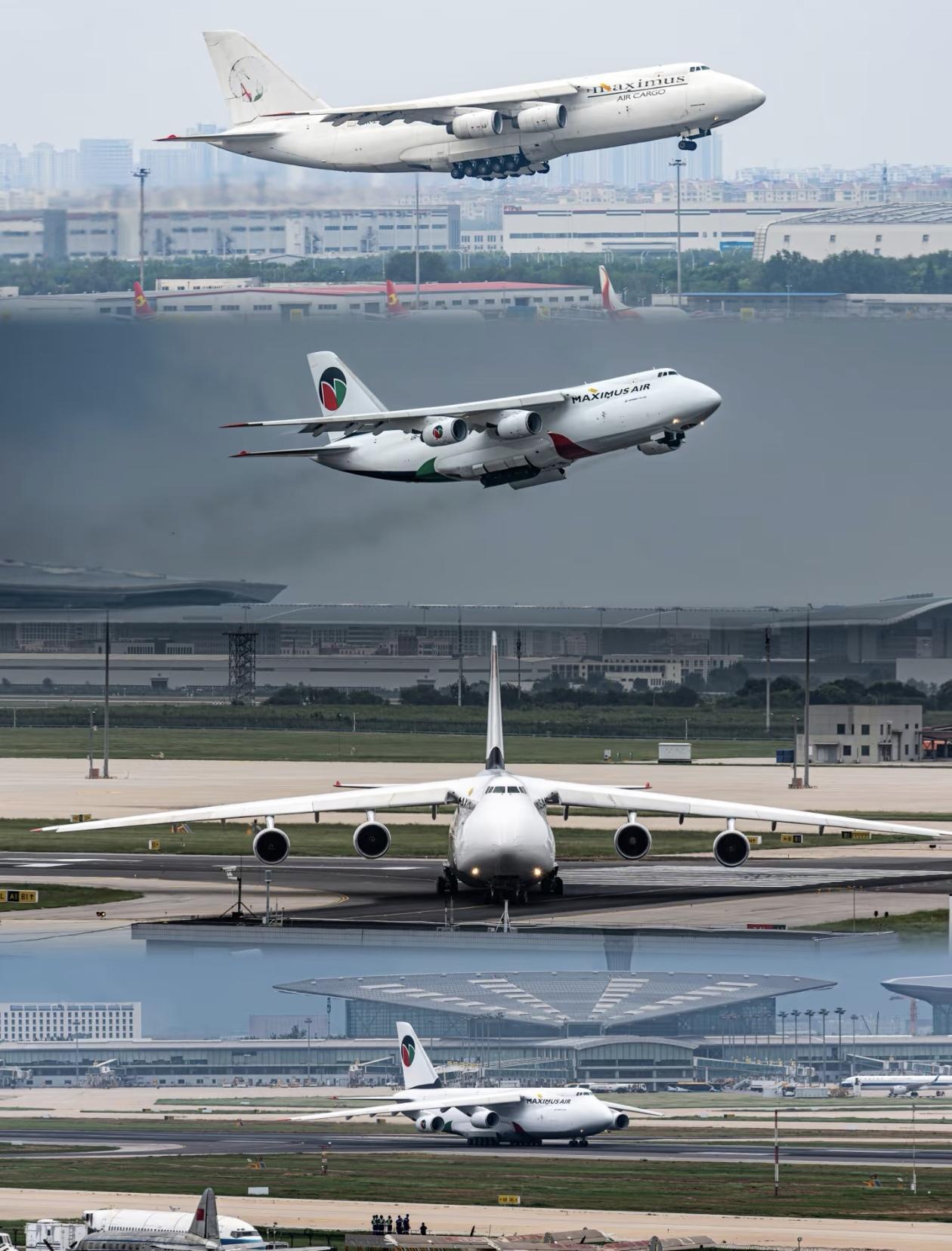今日，阿联酋马克西姆航空的AN124换新涂装后第二次到访天津（图 16-18 为
