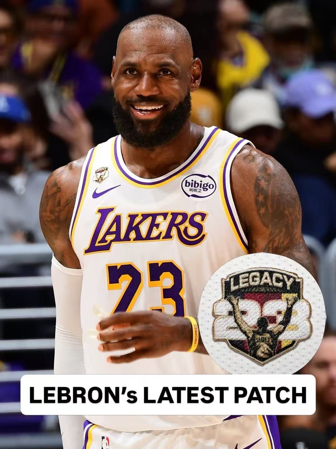 NBA官方晒照，詹姆斯在今日对阵爵士的比赛中身披绣有“传奇(Legacy)”字样