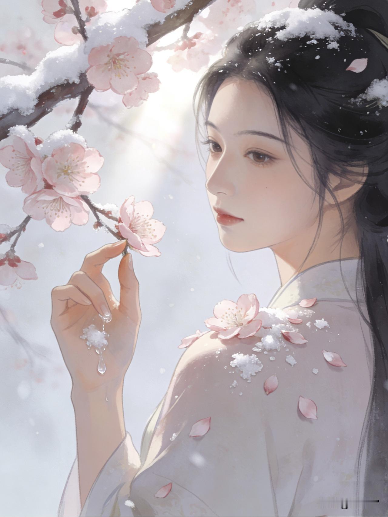 冰绡叠石，青花瓷润春欲醒。
三弄斜梅，冷月盈香墨未晞。
浮生何轻，词心暗换梧桐色