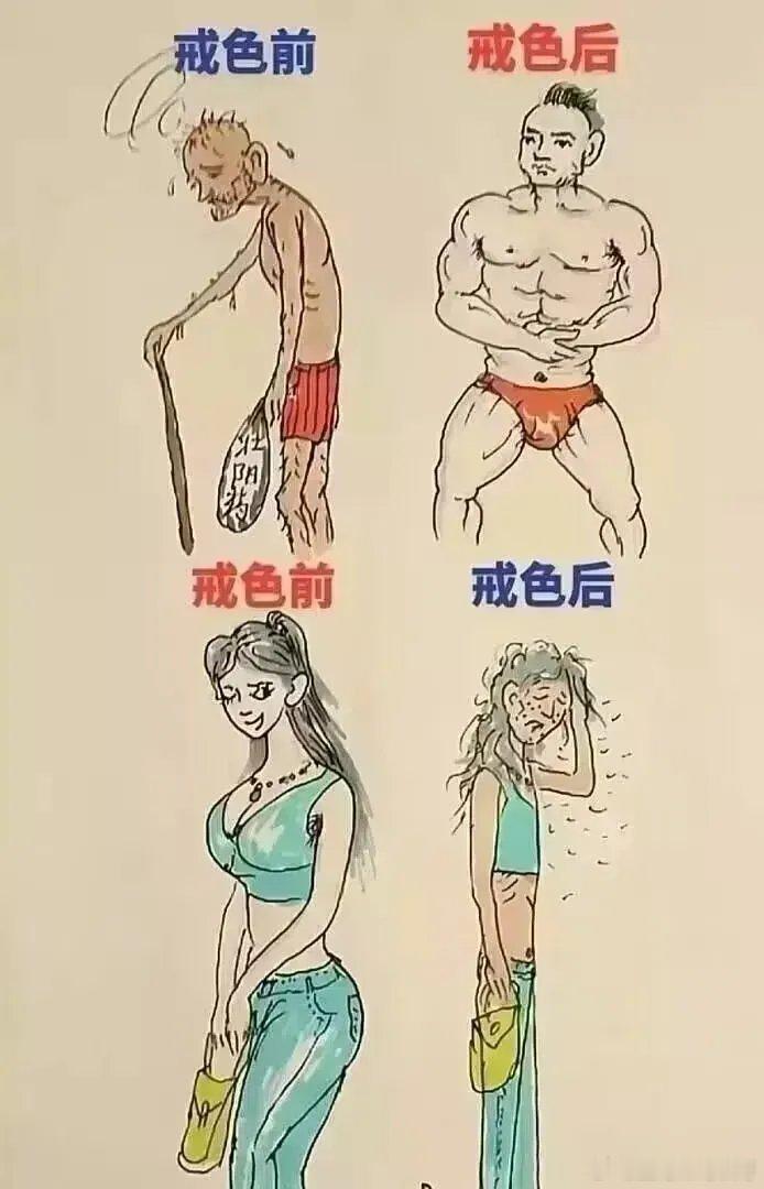 男女戒色前后的对比，太夸张了吧…… ​​​