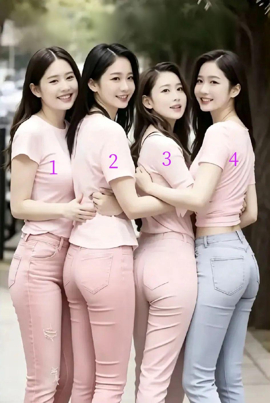 这四个美女中，
有一个是男扮女装的，
你仔细瞅瞅，
看能猜出来是哪位吗？