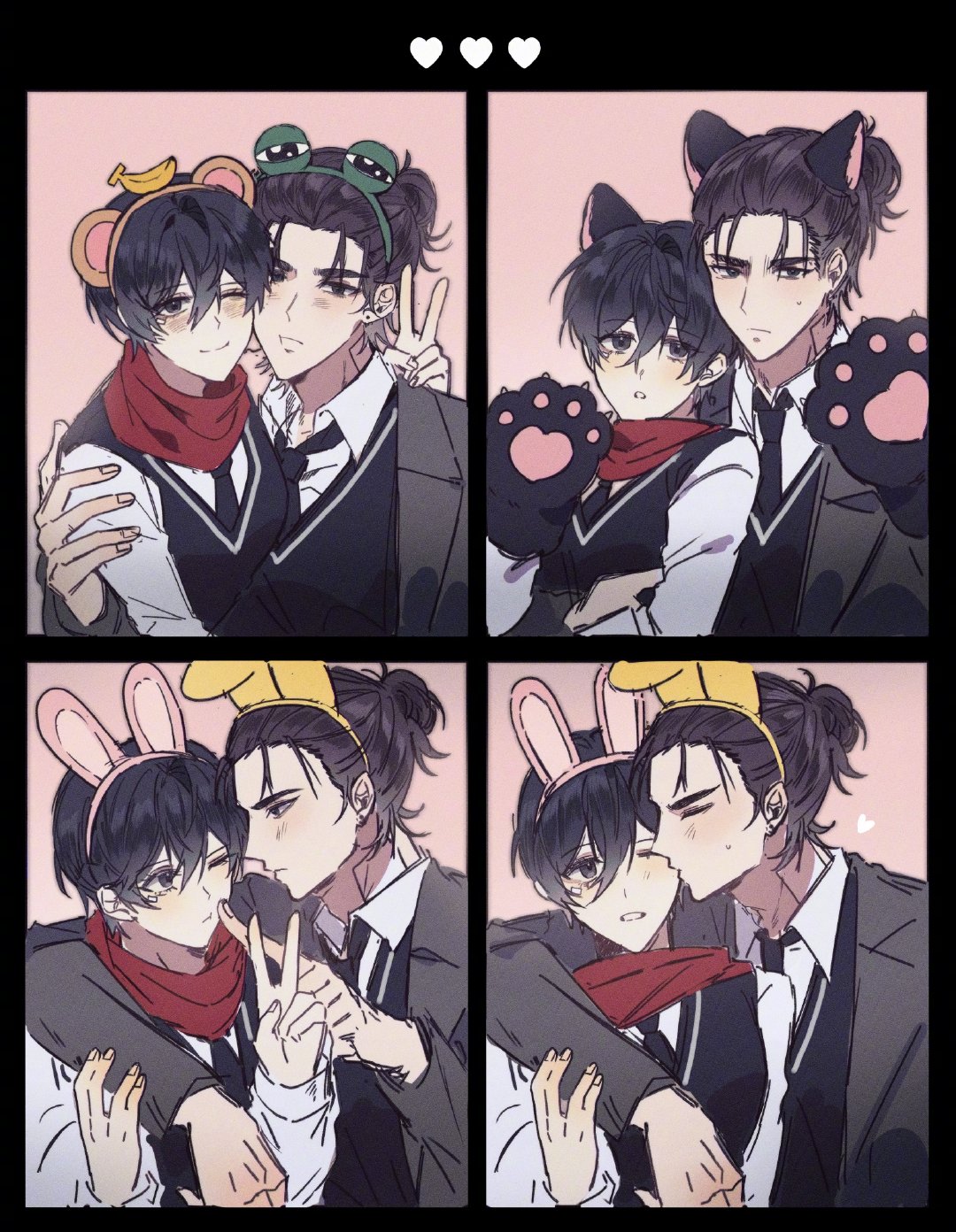 《进击的巨人》艾伦和三笠小情侣拍大头贴💕 ​​​