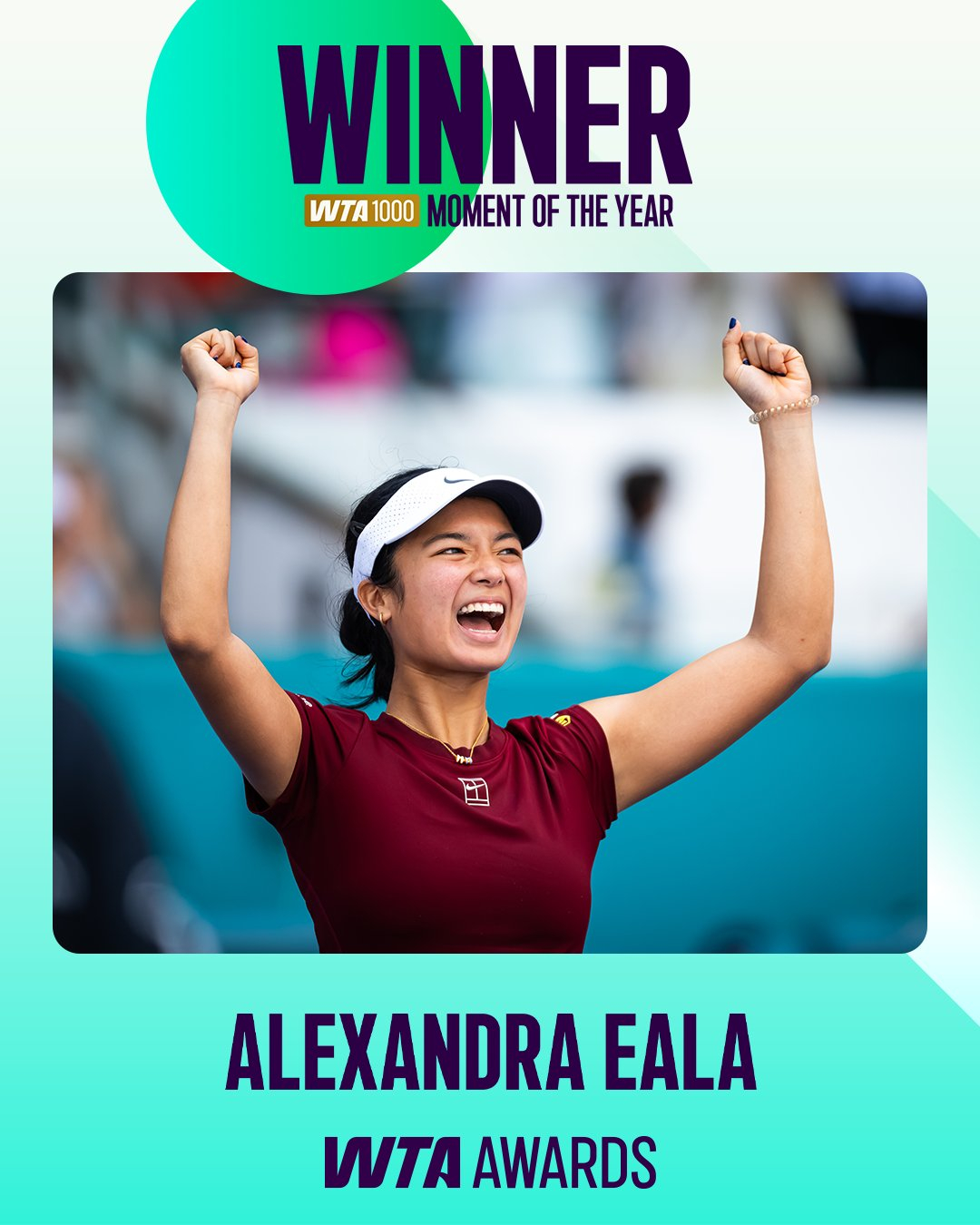 WTA 年度时刻由球迷票选产生👇1000 级别赛事 —— 伊埃拉成为史上首位闯