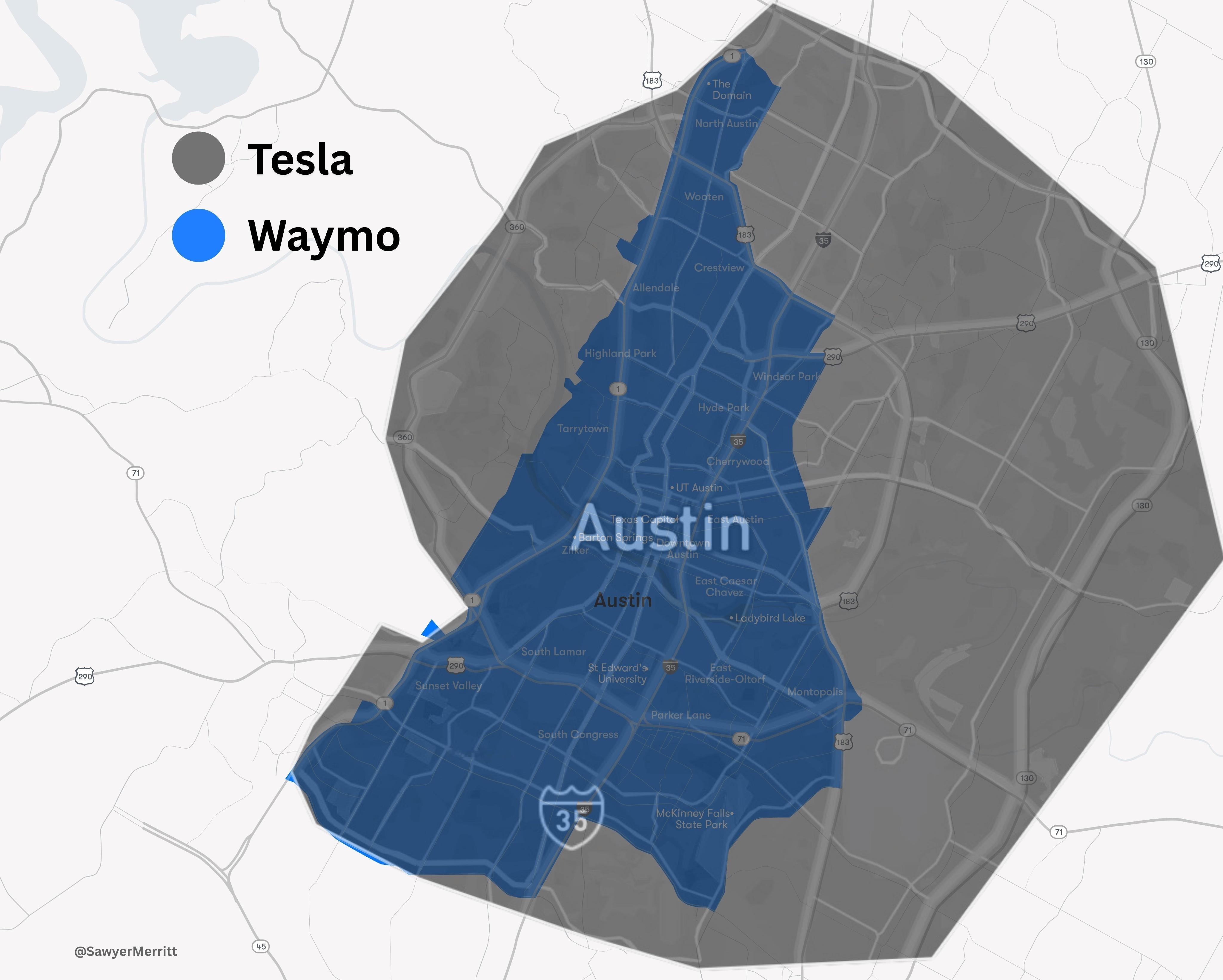 10月29日，特斯拉再次扩大了在奥斯汀的Robotaxi服务区域～ ​​​