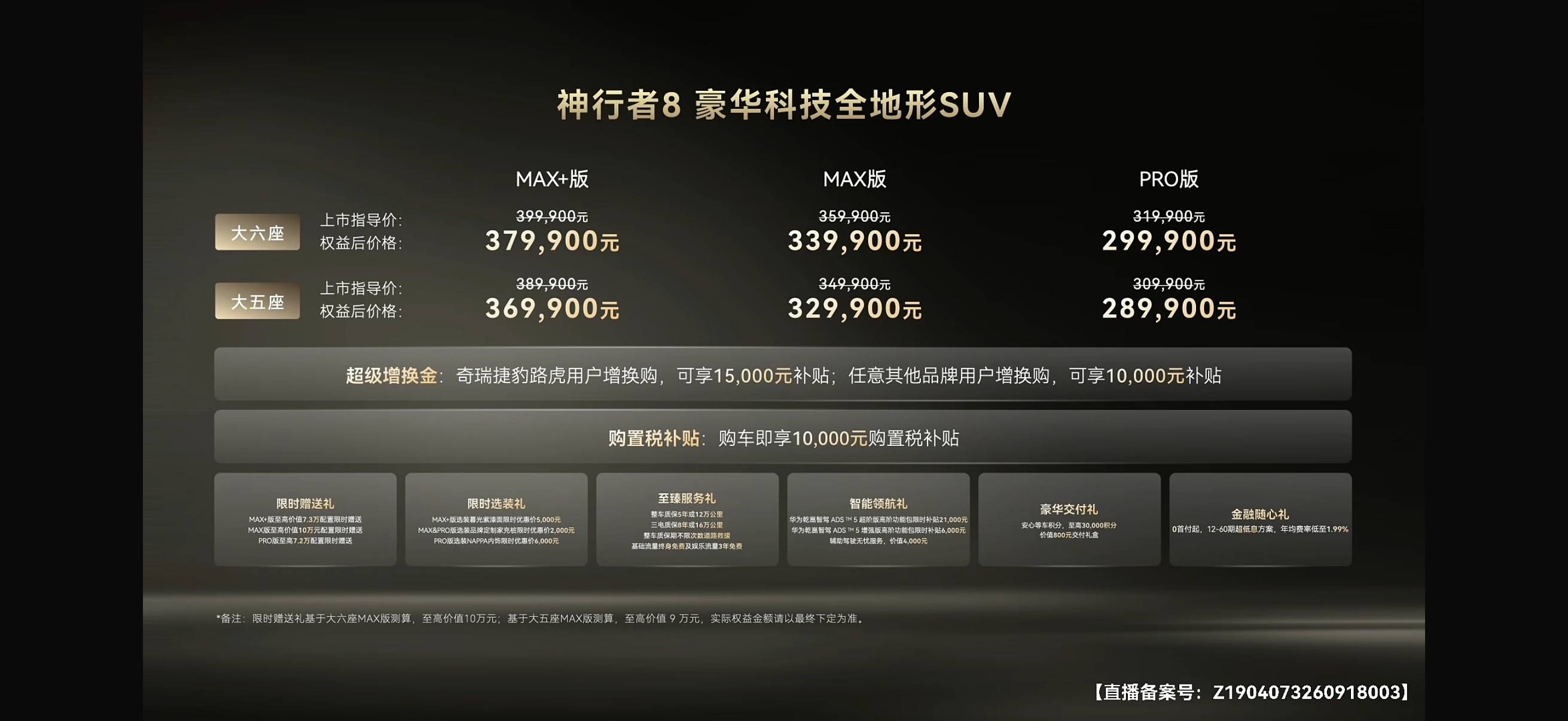 神行者8上市大五座版指导价30.99-38.99万元六座版指导价31.99-39
