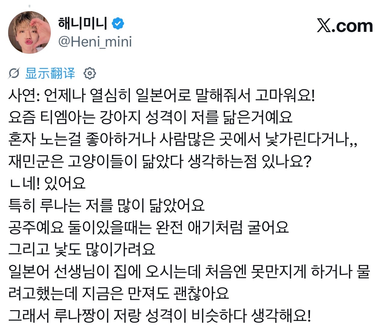罗渽民  听众说自己家的狗狗性格很像自己 比如喜欢自己一个人玩 或者在人多的地方