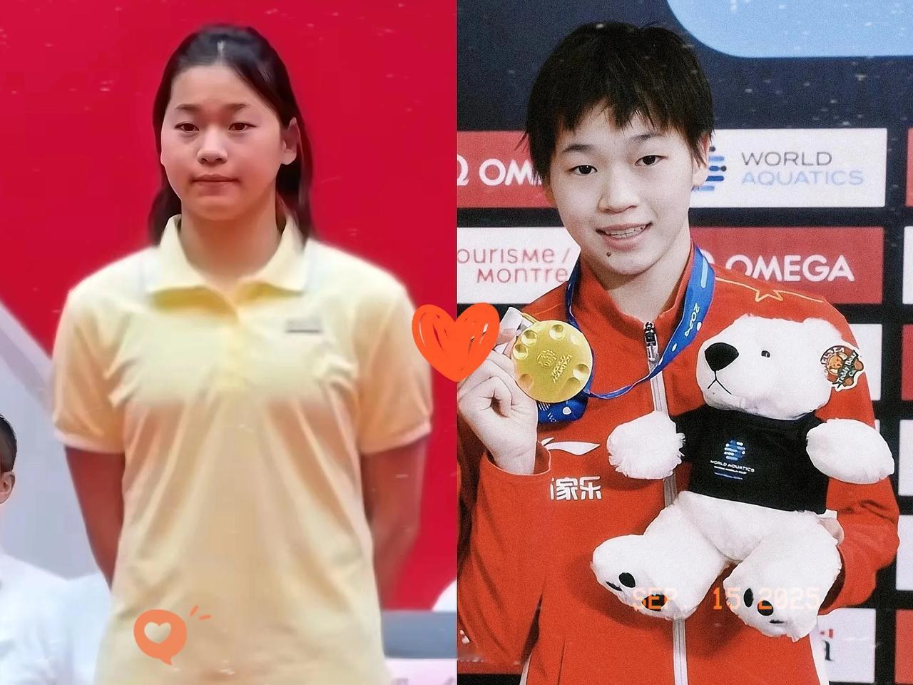 全红婵，真的变了！
以前的婵宝，再也回不来了！
长大了，也发育了，

从前的她小