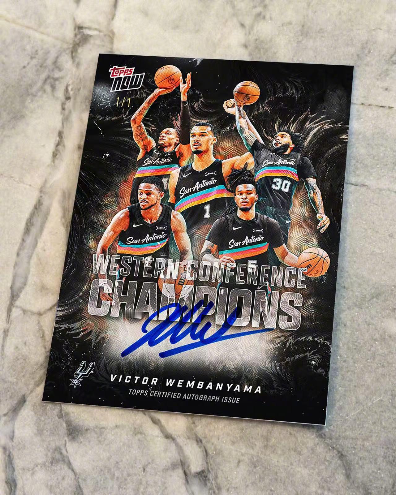 TOPPS卡视角   TOPPS NOW 马刺西部冠军文班亚马签名卡🌟马刺vs
