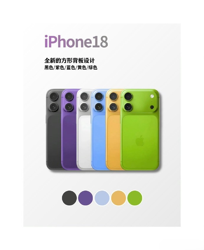 在网上刷到苹果18的图片。真心觉得双摄机型没必要搞长矩形模组呀📱现款的设计就挺