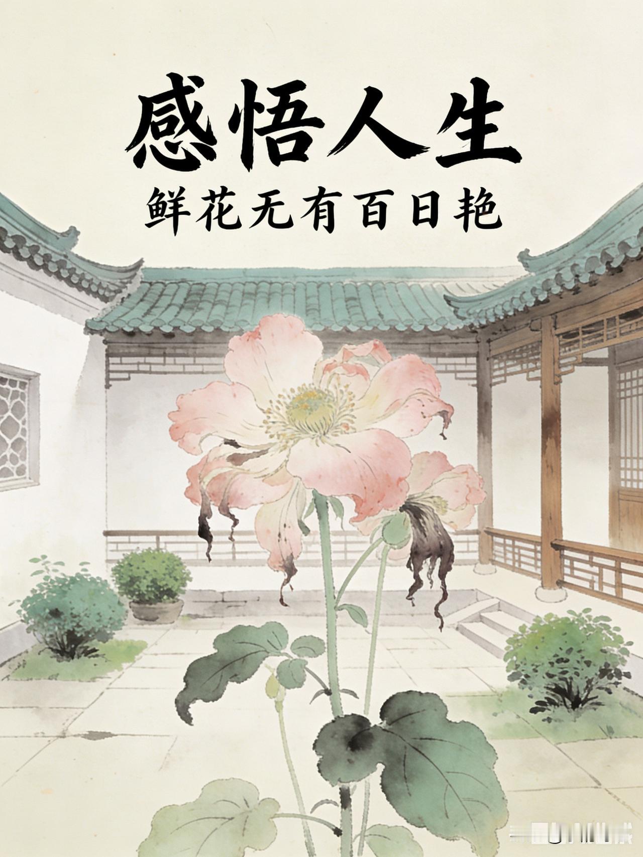 《感悟人生》乐韵诗心原创诗词:
鲜花无有百日艳，
青春已去无少年。
四季轮转催人
