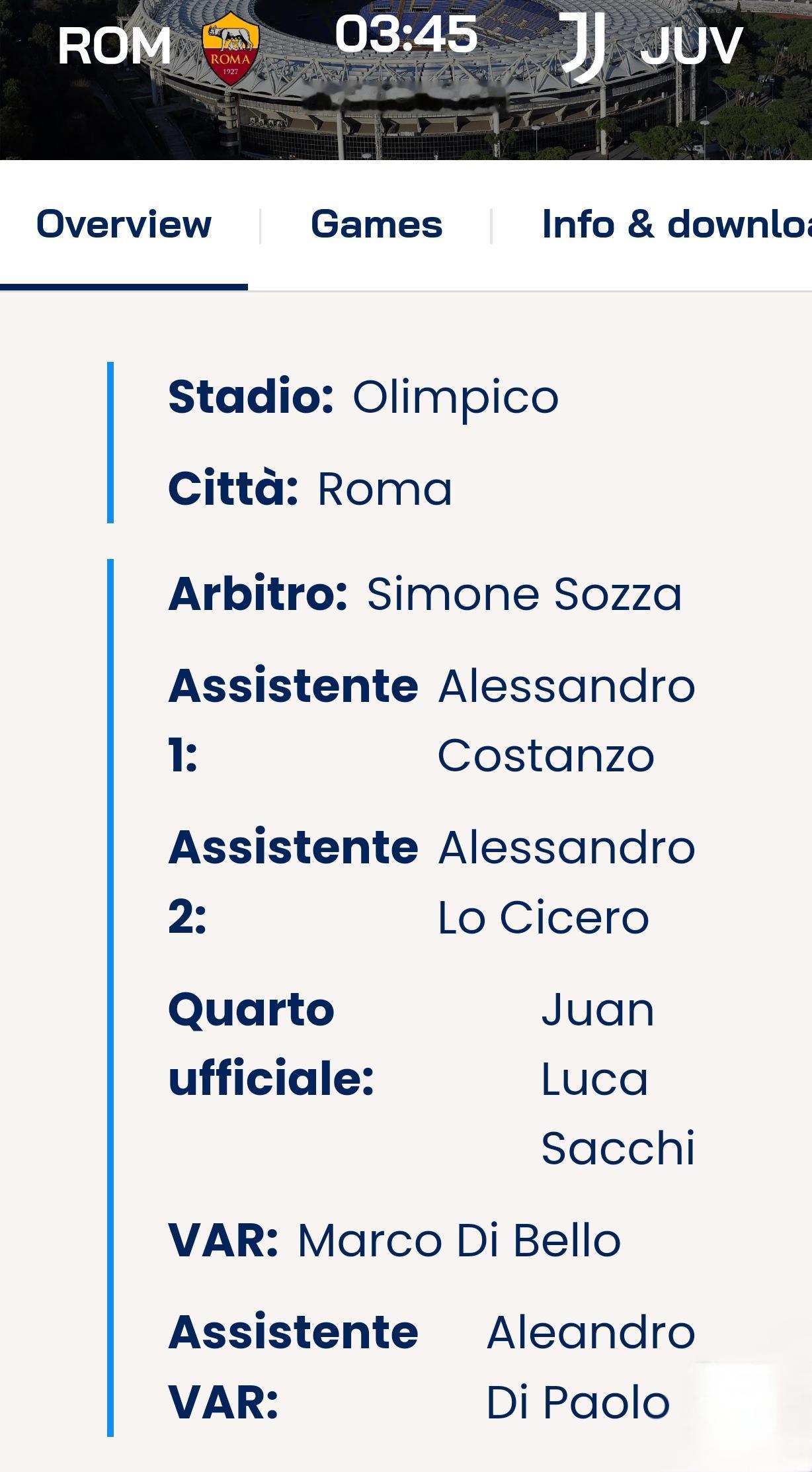 意甲第27轮下周一345焦点战斑马军团客场对阵罗马。
主裁判:索扎
var裁判: