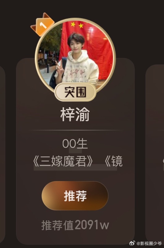 梓渝微博视界大会破2000w！！！今天晚上突围赛结束！别忘记投！综艺榜投如图画圈