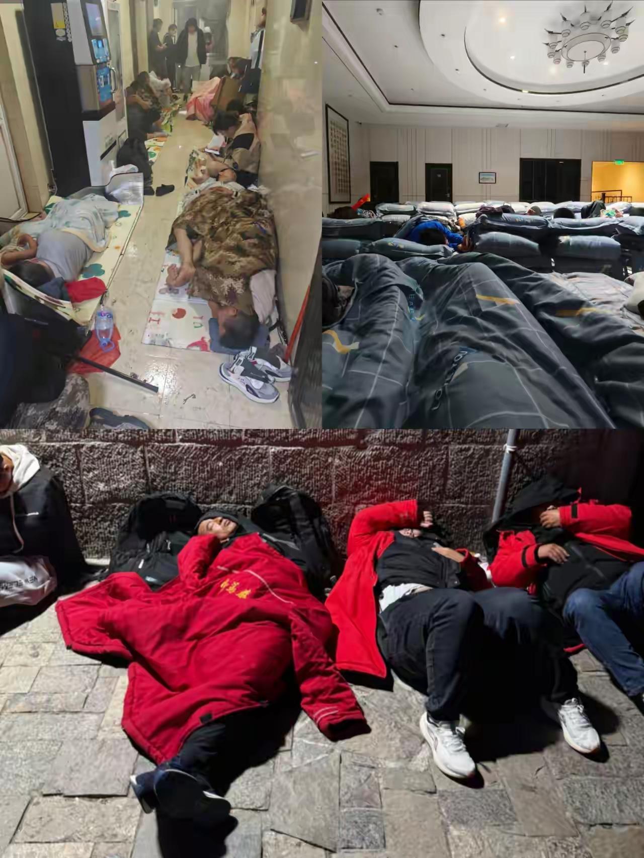 泰山五一属实火爆，通宵大堂座100通铺200，这价格也是没谁了，为了看日出太不容