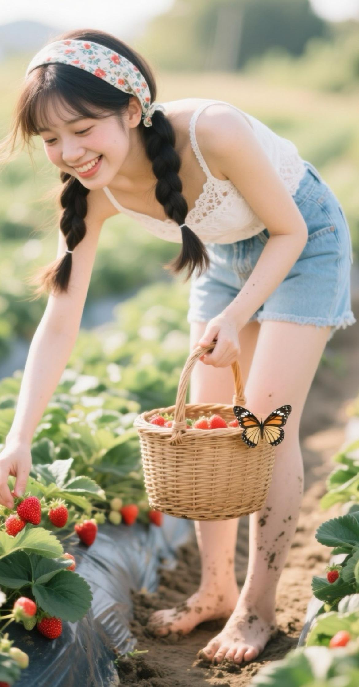 夏日草莓采摘，笑靥如花，收获满满！🍓🌸🌞草莓 盛开的草莓