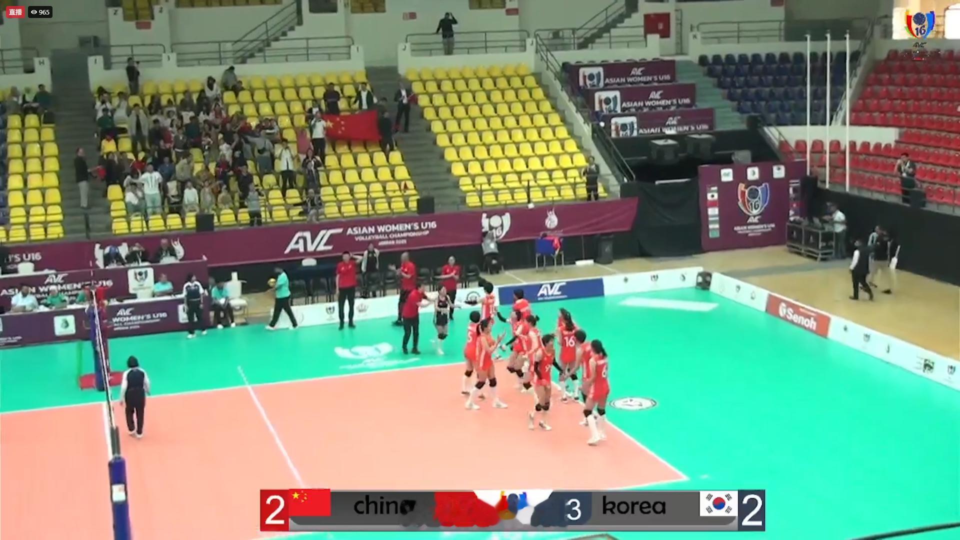 2025U16女排亚锦赛 小组赛第1轮，刚刚结束的比赛，C组的中国队以3-2（1