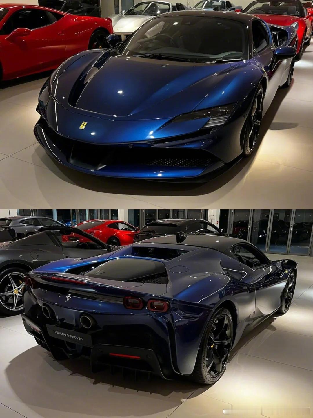 法拉利SF90 Stradale，这个蓝色原厂漆怪好看嘞 ​​​