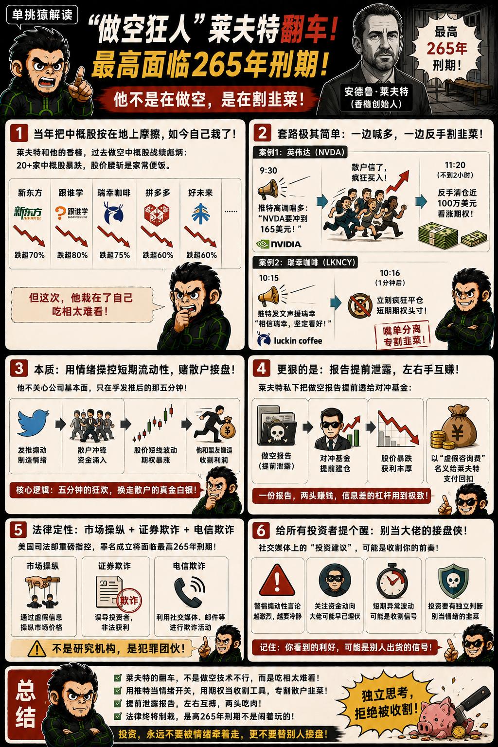 香橼创始人安德鲁·莱夫特在美国彻底翻车了。这个当年把二十多家中概股按在地上摩擦的