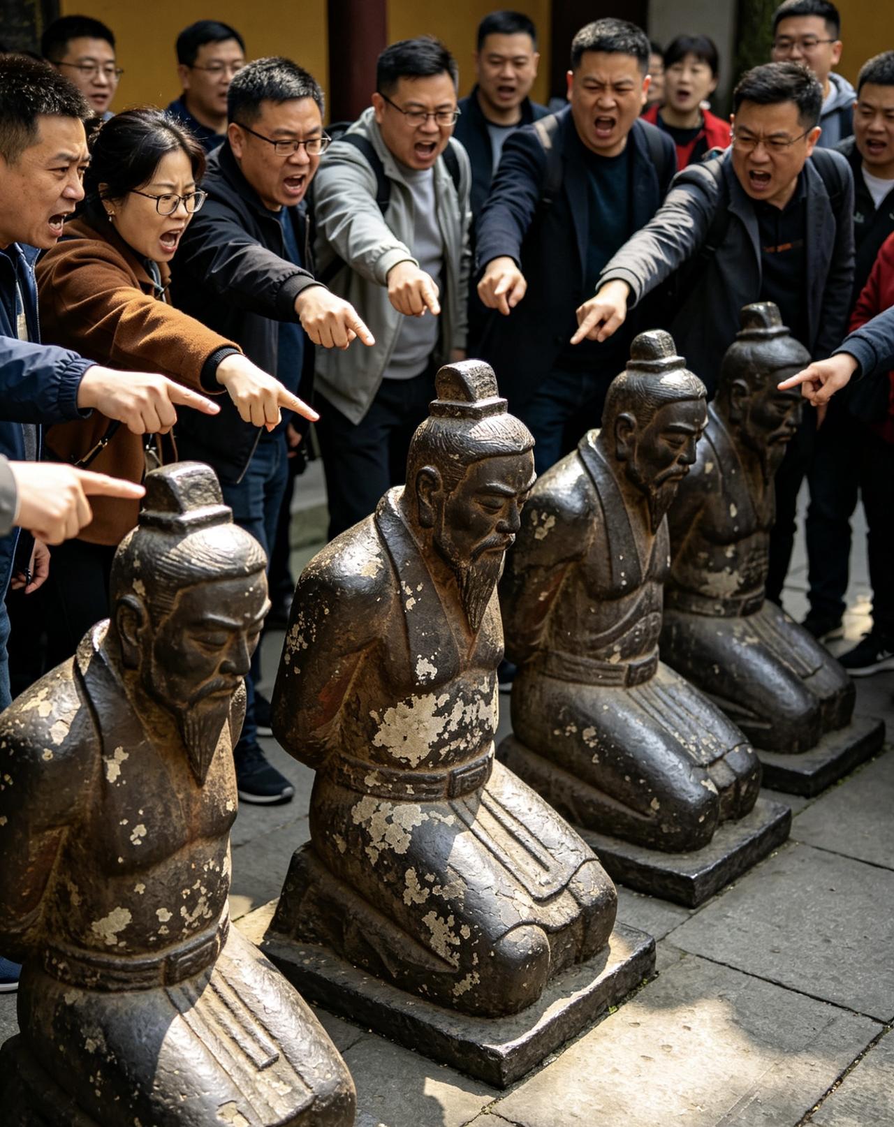 杭州最有意义的景点是岳庙里秦桧等奸人的跪像，他警告一时得势的坏人：不管你曾经多猖