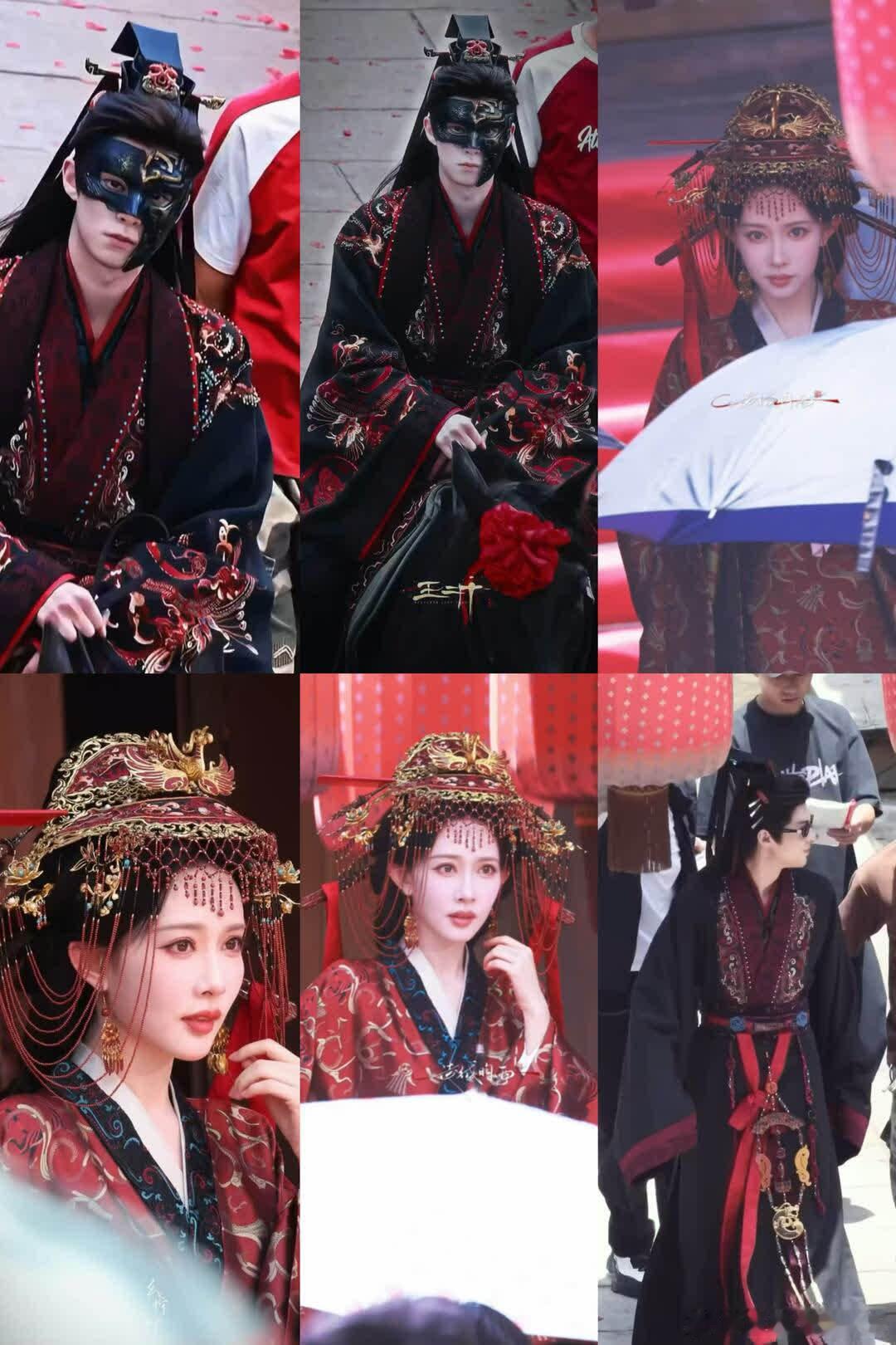 王鹤棣孟子义将门独后结婚路透婚服路透直接惊艳到失语，王鹤棣一身红嫁衣气场全开，肩