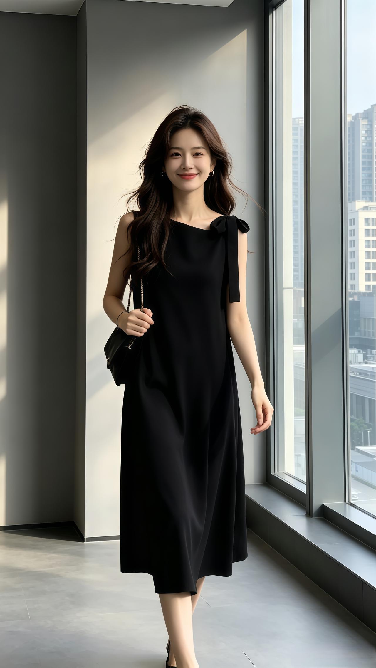 温柔姐姐穿搭 气质简约小黑裙 职场通勤穿搭 韩系穿搭气质穿搭