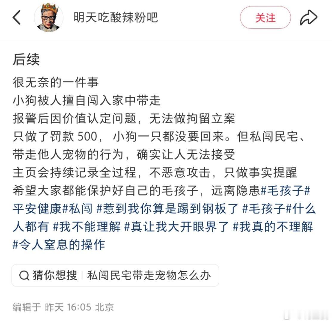 -怎么会有这么离谱的事情！！入室盗窃，把刚出生的小狗偷走，现在罚款500但是小狗
