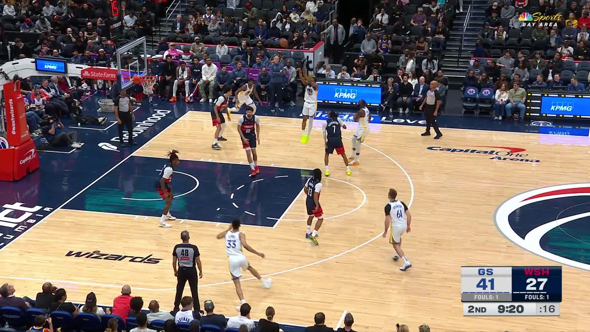 梅尔顿中投得分✌️勇士43:27奇才。勇士vs奇才