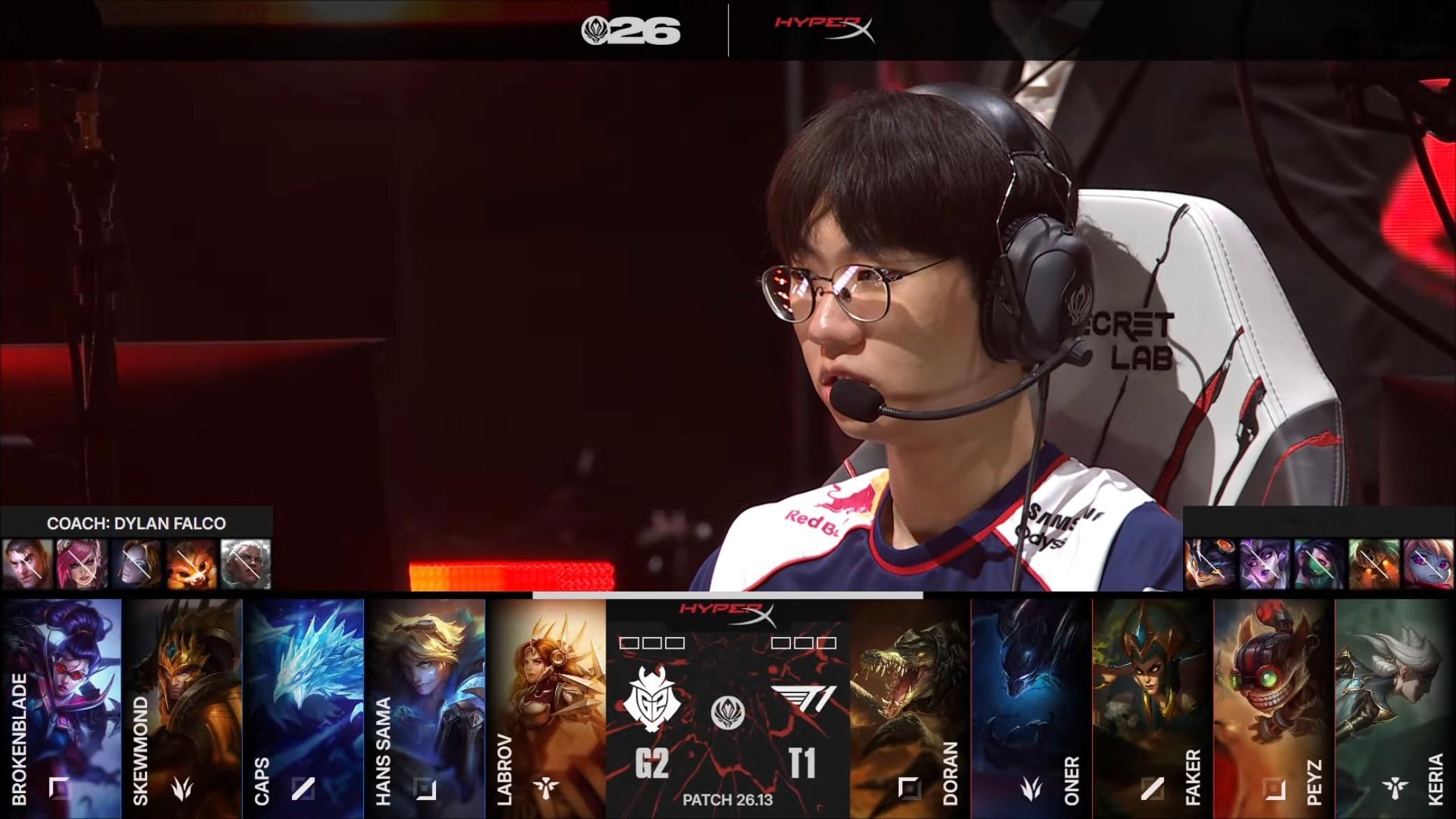 【2026MSI 】 GAME 01 vs G2第一局BP如下T1T1LOL