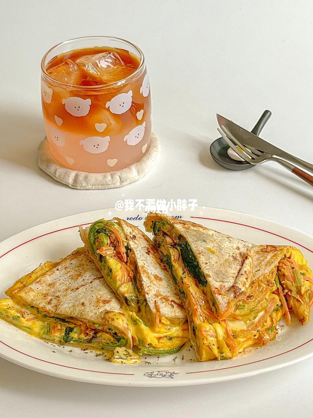 营养早餐｜万物皆可卷🌯菠菜时蔬芝士卷饼