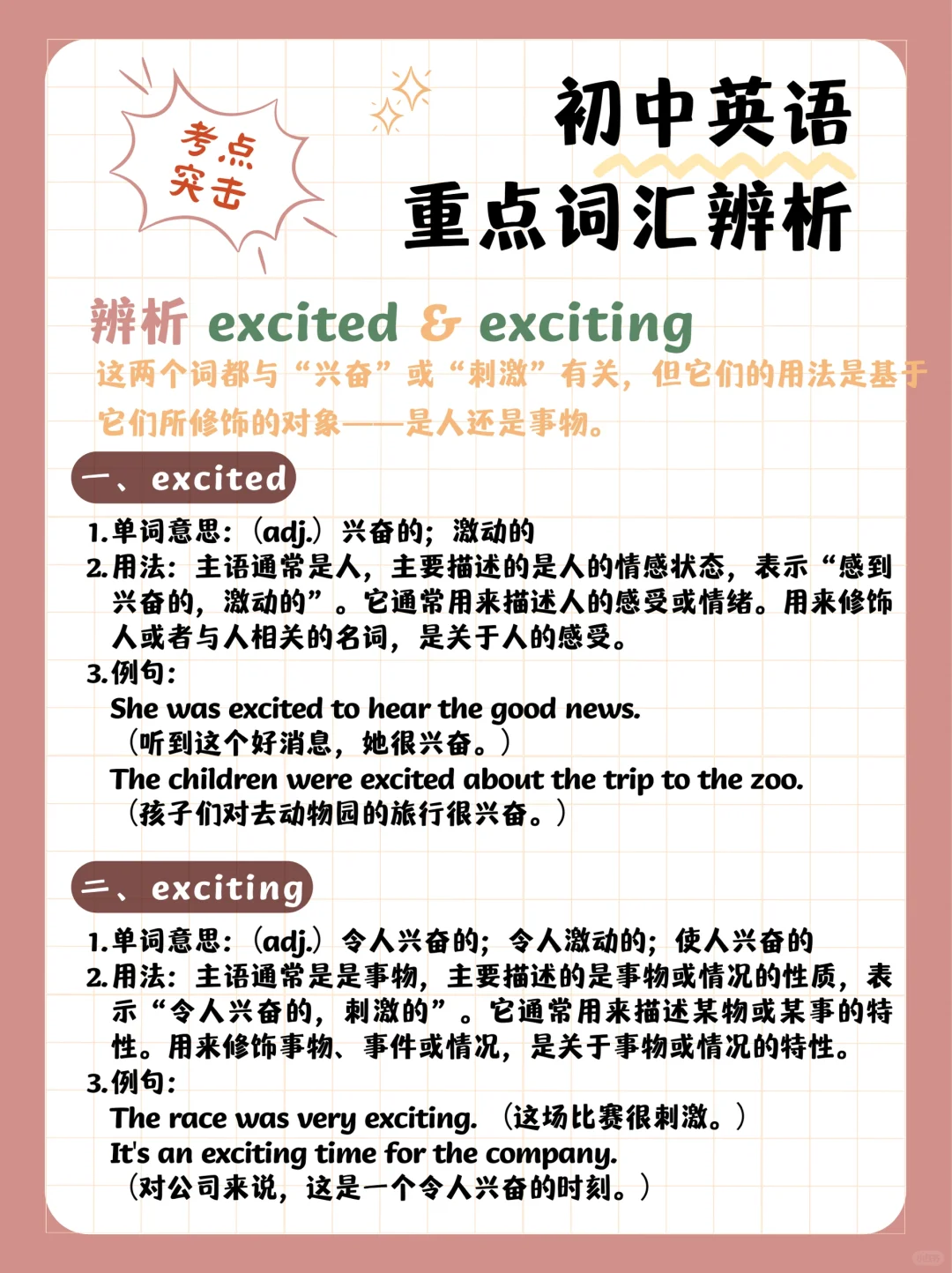 考点突击|一次厘清初中英语重点词汇辨析58