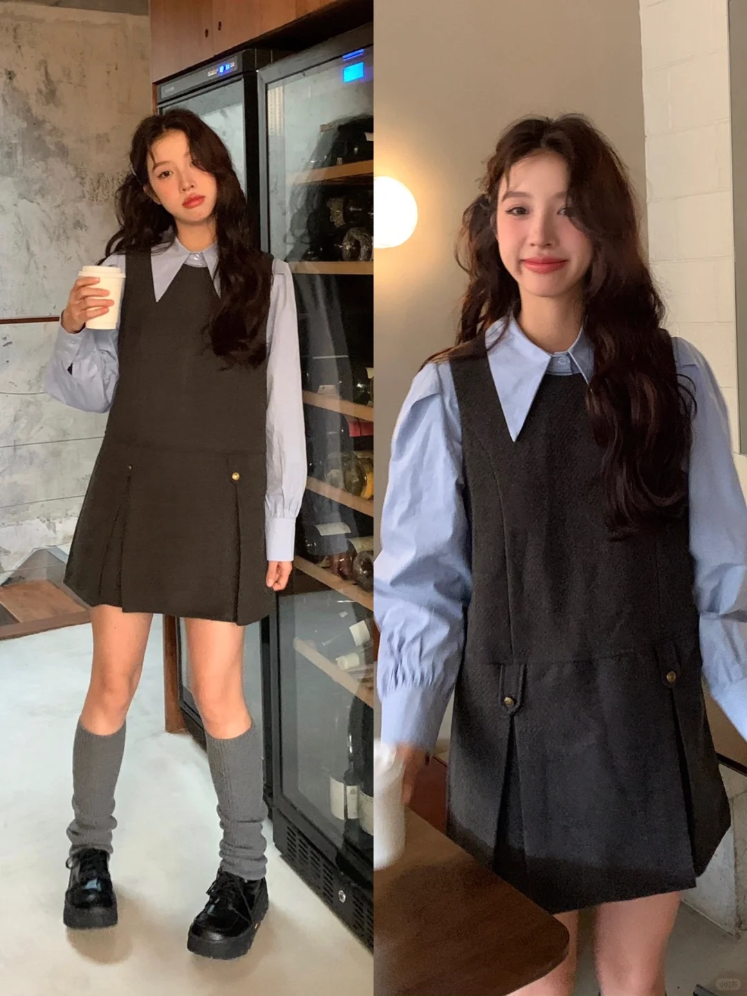 OOTD｜复古灰蓝色系少女感拉满